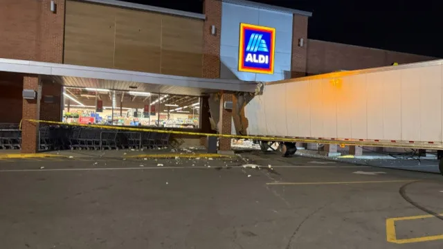 
                    Condutor invade ALDI de forma intencional ao volante de camião 
                