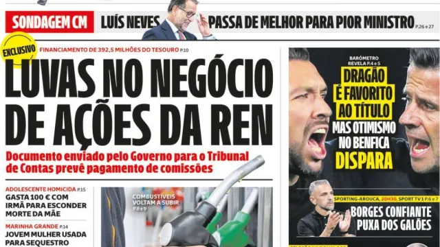 
                    Hoje é notícia: Luvas no negócio de ações da REN; Multas por cobrar
                