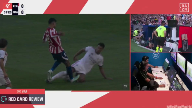 Decisão correta? VAR chamado no Atlético-Real Madrid para mostrar amarelo