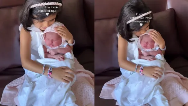 
                    Catarina Gouveia mostra vídeo da filha a conhecer a irmã. 