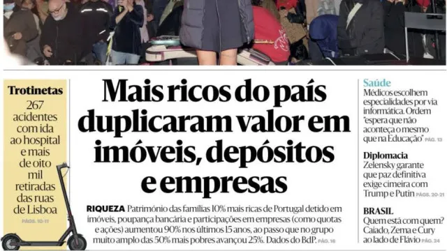 Hoje é notícia: Mais ricos ficaram mais ricos; PJ e SIS vigiam acampados