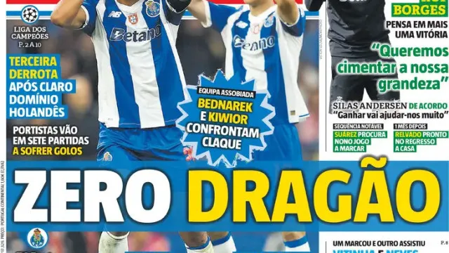 Por cá: FC Porto "em queda livre" e "sem argumentos" rouba as atenções