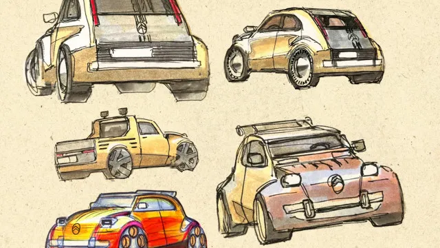 Os esboços que levaram até ao Citroën 2 CV Concept