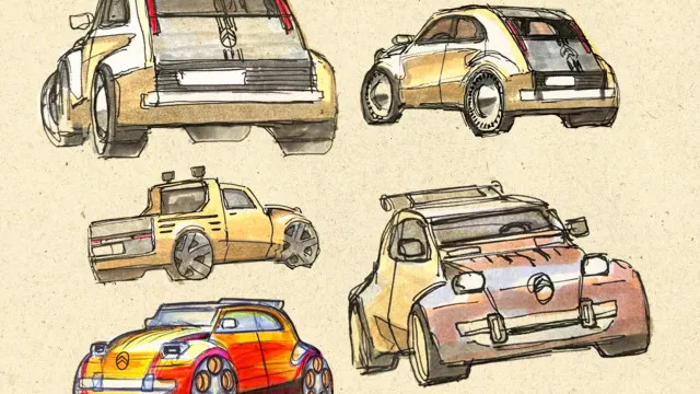 Os esboços que levaram até ao Citroën 2 CV Concept