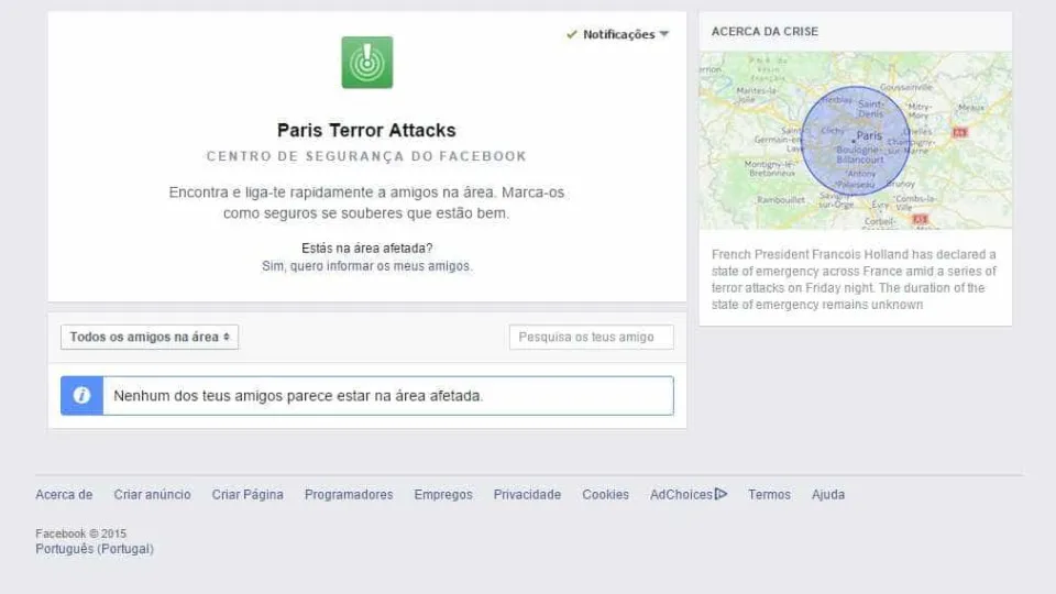 Paris/Atentados: Facebook ativa centro de segurança