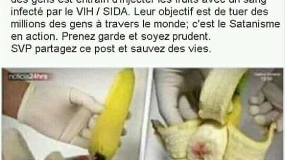 Não, não corre risco de contrair VIH com bananas contaminadas