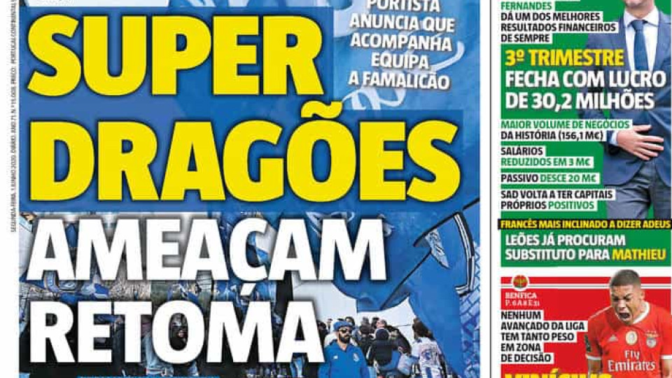 Por cá: Claque ameaça retoma, o futebol puro e eleições no FC Porto