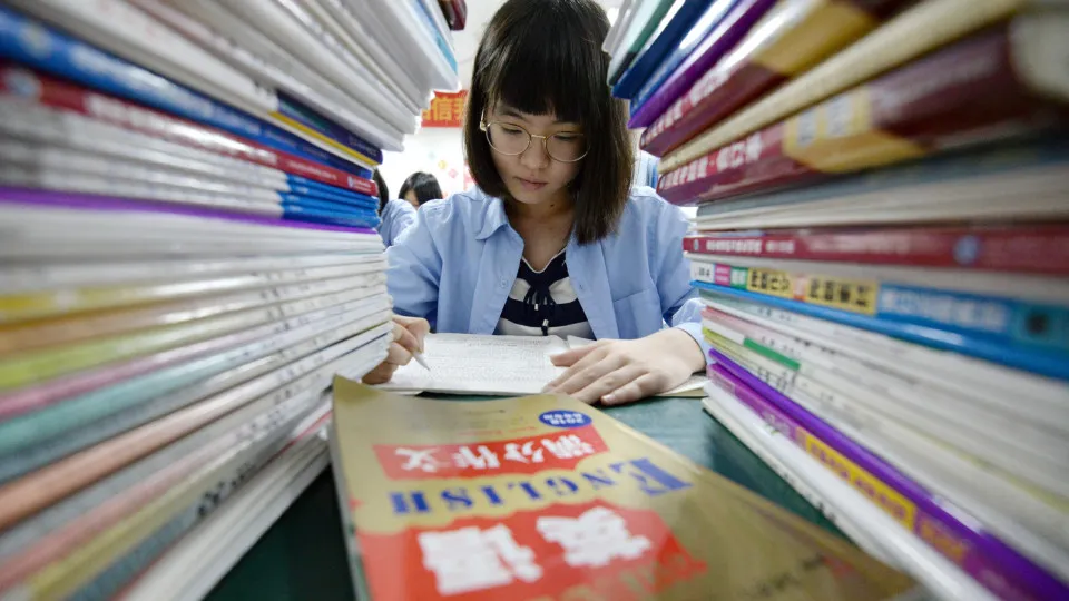 Chinese students study for college entrance examinations