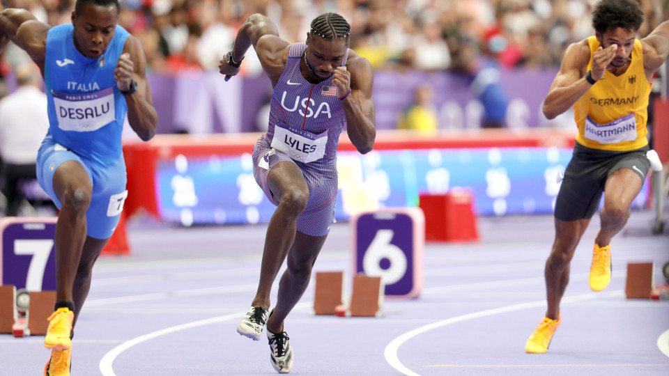 Lyles na final dos 200 metros em Paris'2024. Campeão De Grasse eliminado