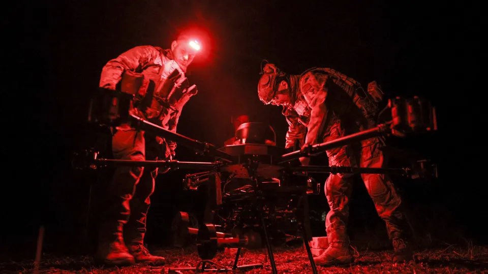 Ukrainian servicemen operate night drones near the Chasiv Yar frontline, eastern Ukraine