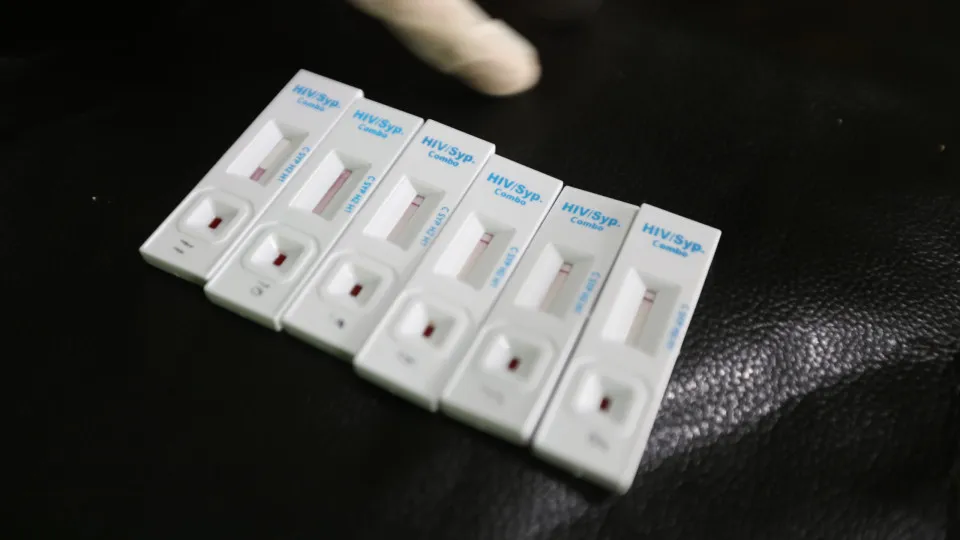 Random drugs and HIV tests for local people during an anti-drug campaign in Indonesia's Banda Aceh