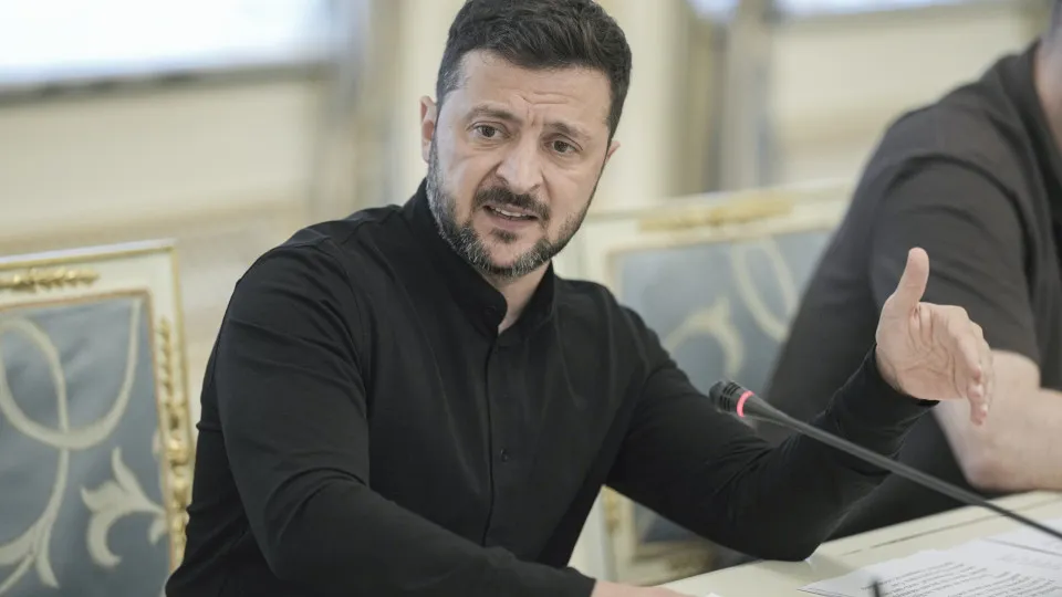 Ukrainian President Volodymyr Zelensky holds briefing in Kyiv
