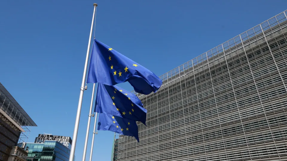 EU flags at half-mast in Brussels following the school shooting incident in Austria