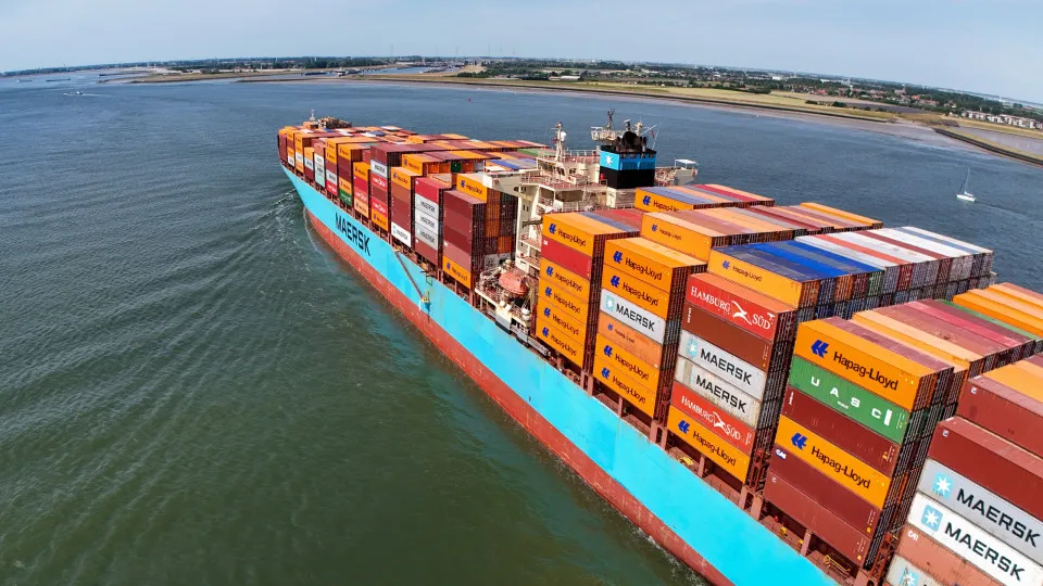 Cargo ships on the way to Antwerp port