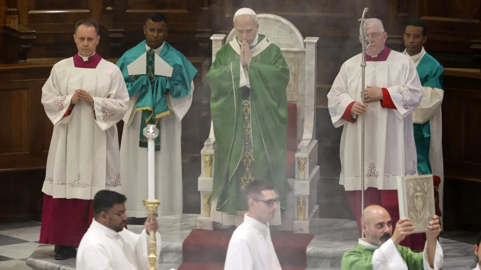 Pope Leo XIV presides over a mass at the Cathedral of Albano