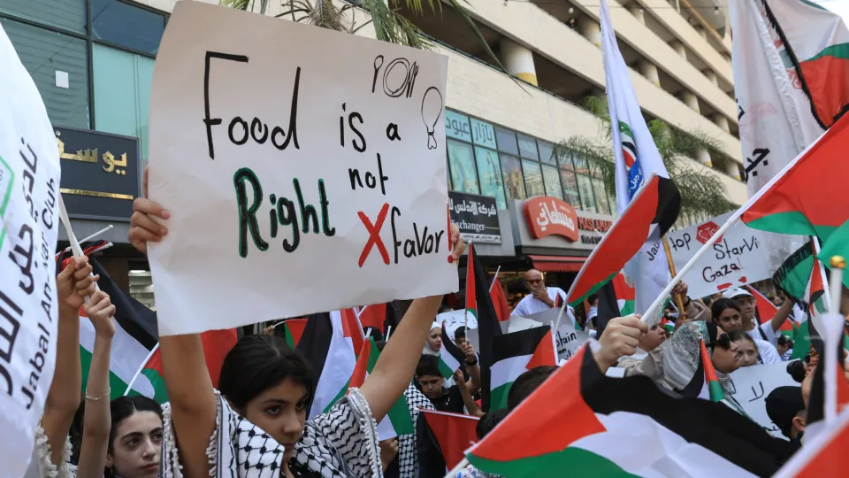 Palestinians in West Bank's Nablus protest against the ongoing war in Gaza