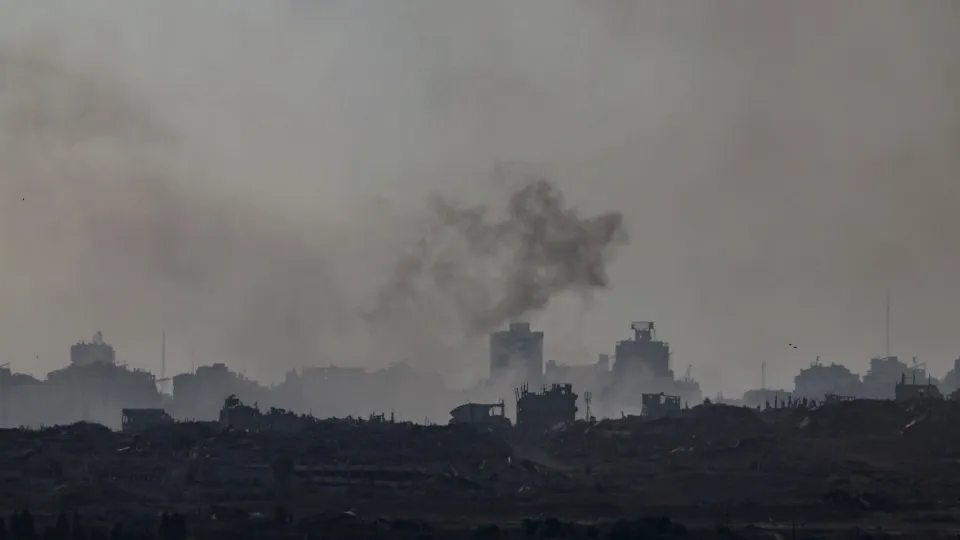 Explosions in northern Gaza seen from southern Israel