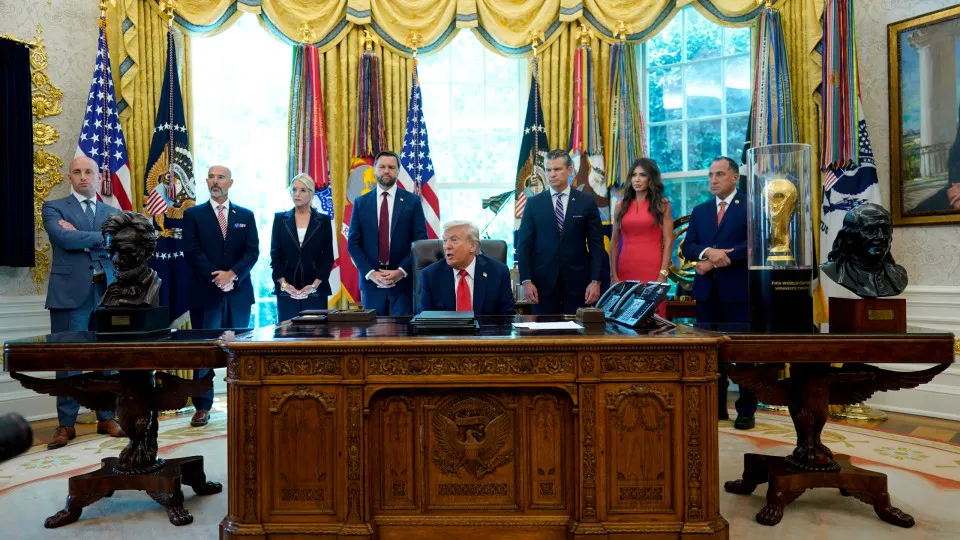 US President Trump executive order signing in the Oval Office of the White House