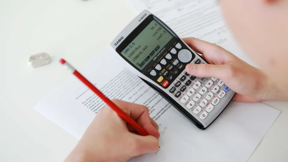 Exame, Matemática, Calculadora, Aulas, Contas, Lápis, Aluno, canhoto, esquerdino