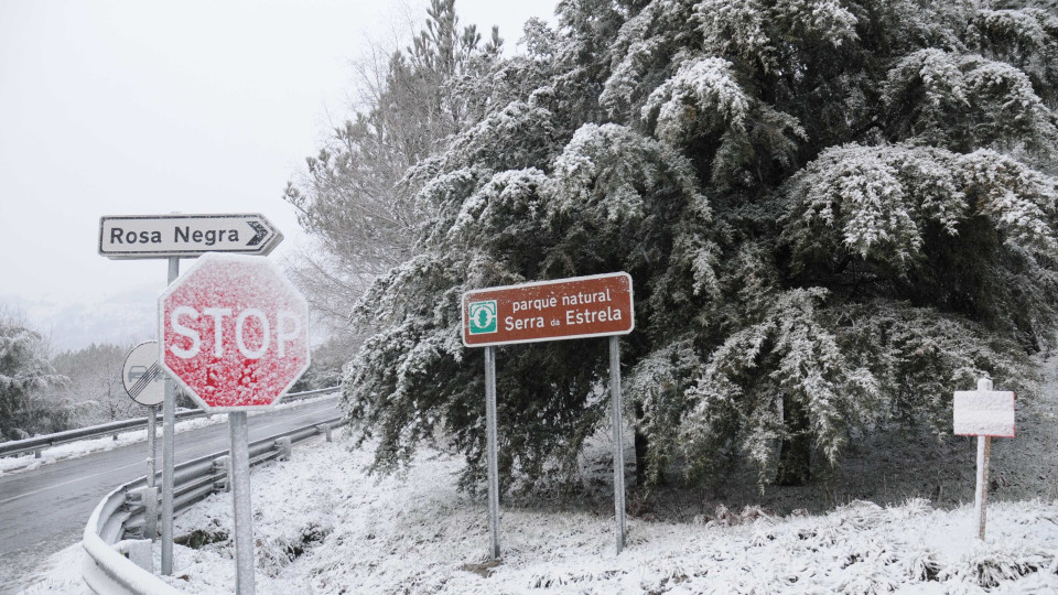 Estradas na Serra da Estrela encerradas devido à queda de neve