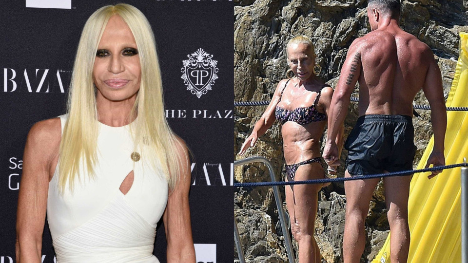 Aos 61 anos, Donatella Versace dá nas vistas com homem (musculado)