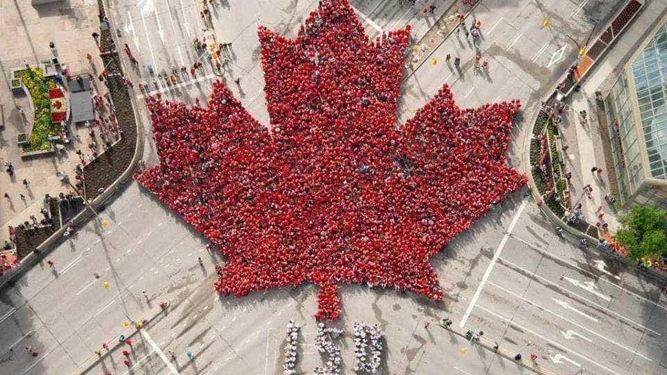 Milhares de pessoas formaram a 'folha humana' do Canadá