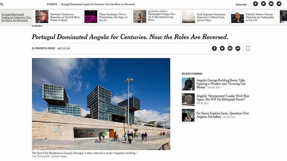 New York Times: "Portugal dominou Angola. Agora papéis estão invertidos"