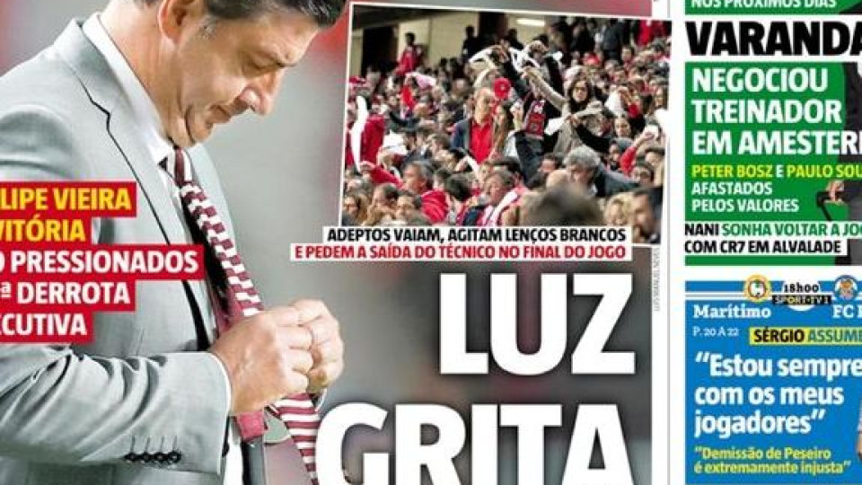 Capas: Crise no Benfica domina manchetes