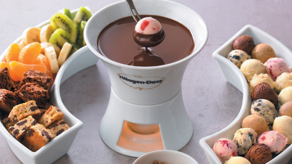 Gelados Häagen-Dazs em fondue para o São Valentim