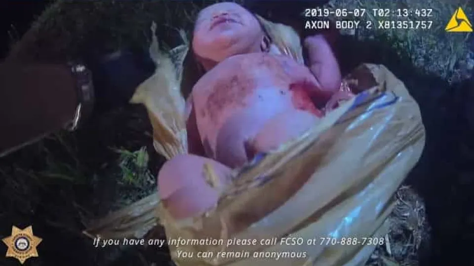 Polícia revela momento em que encontra bebé abandonada em saco do lixo