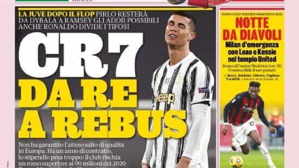 Lá fora: FC Porto deixou Juventus em crise. CR7 'virou' fardo em Turim