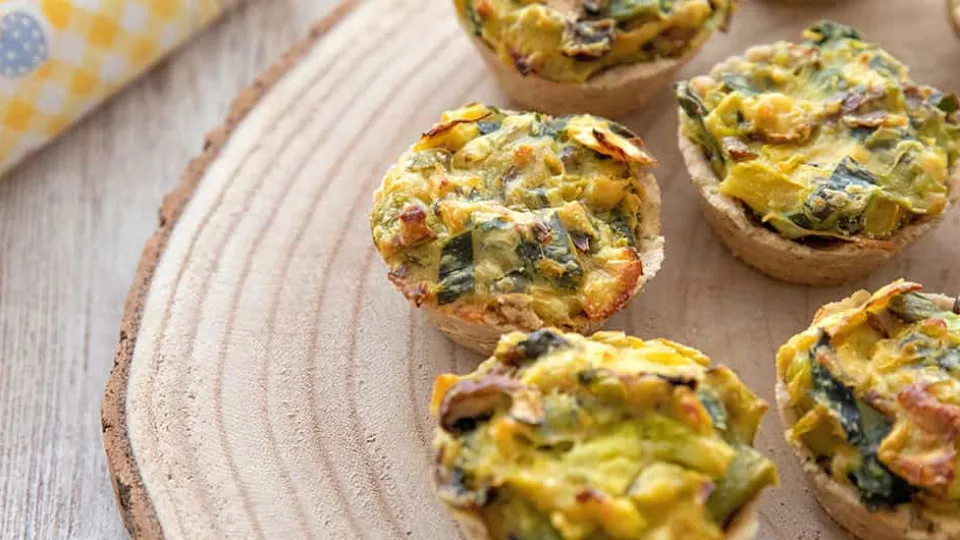 Mini quiches de alho francês, sem glúten