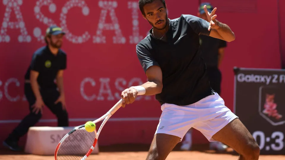 ESTORIL, PORTUGAL - MAY 01: Francisco Cabral of Portugal competes with Nuno Borges of Portugal against Máximo González of Argentina and Andre Goransson of Sweden during their men's doubles final on day seven of the Millennium Estoril Open ATP 250 tennis t