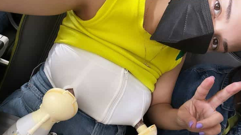 Sandra Silva fotografa-se a tirar leite no avião: "A cumprir os deveres"