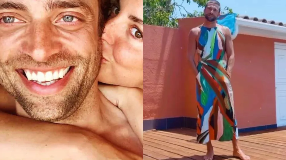 Diogo Amaral usa roupa de Jessica Athayde em vídeo hilariante