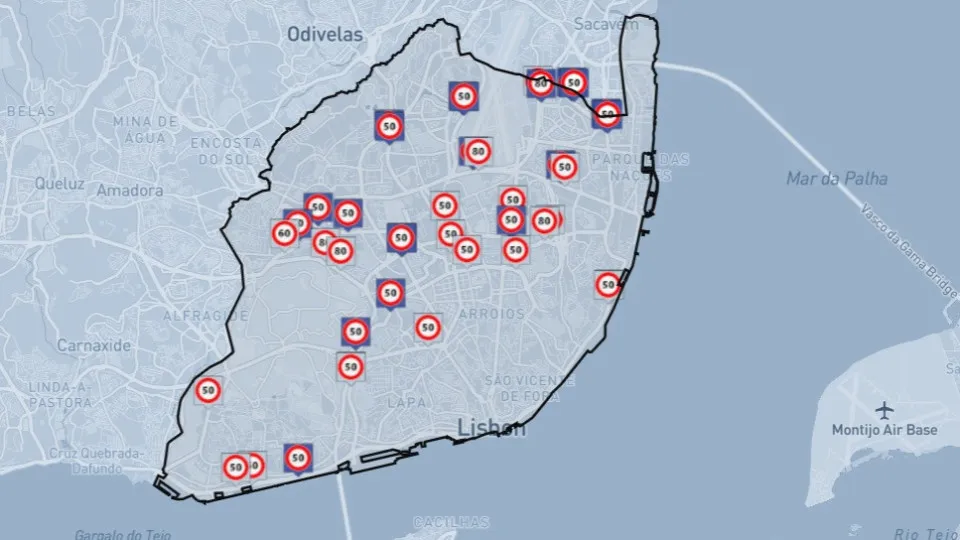 Este mapa mostra-lhe onde estão todos os radares móveis de Lisboa