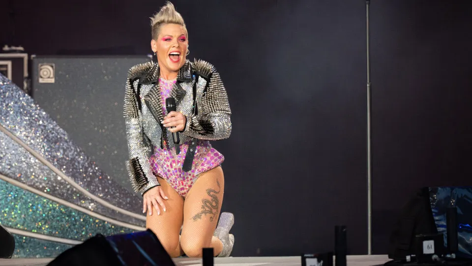 Pink incrédula após fã atirar cinzas da mãe para cima do palco
