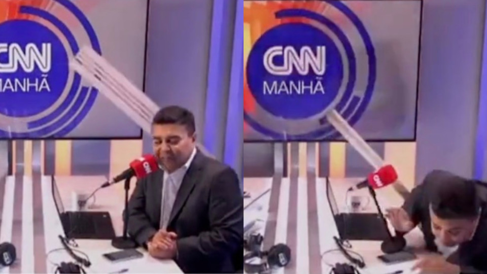 Insólito. Cenário de estúdio da CNN Brasil cai e atinge pivôs em direto