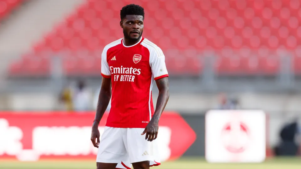 NUREMBERG, GERMANY - JULY 13: Thomas Partey of Arsenal looks on during the pre-season friendly match between 1. FC Nürnberg and Arsenal FC at Max-Morlock Stadion on July 13, 2023 in Nuremberg, Germany. (Photo by Mario Hommes/DeFodi Images via Getty Images