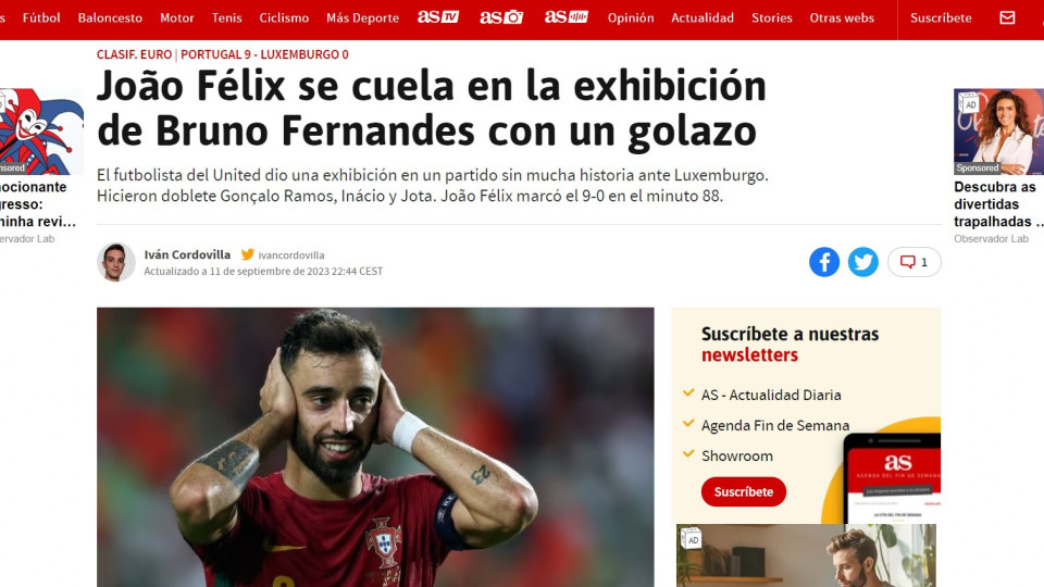 Imprensa lá fora rendida à goleada de Portugal... "sem Cristiano Ronaldo"