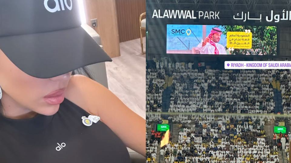 Georgina Rodríguez no estádio do Al Nassr a ver CR7 jogar