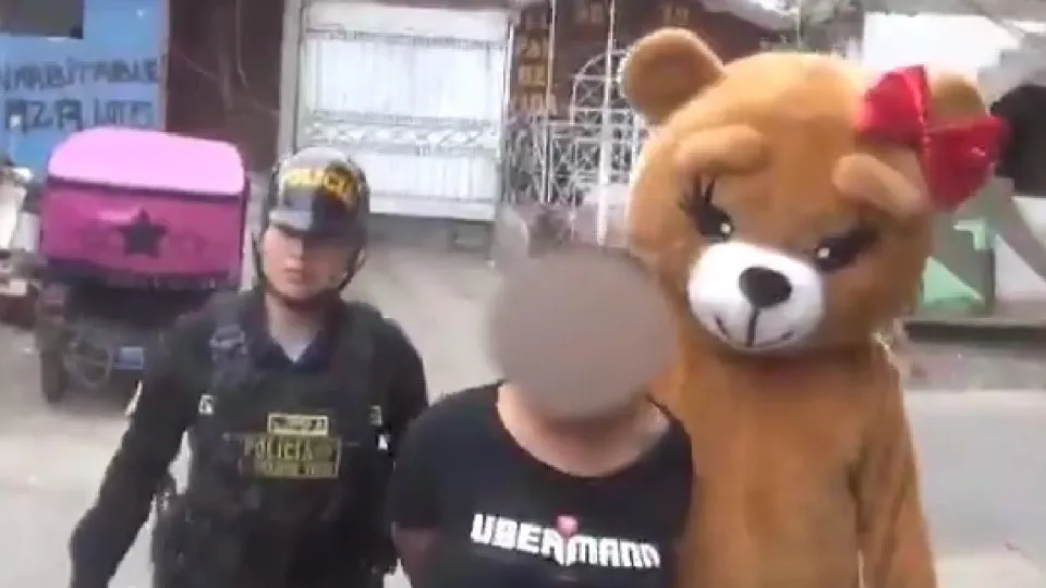 Polícia disfarça-se de urso de peluche para apanhar traficantes no Peru