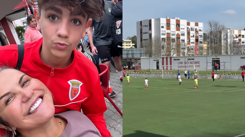 Katia Aveiro vê jogo do filho no Barreiro. Dinis marcou e dedicou golo
