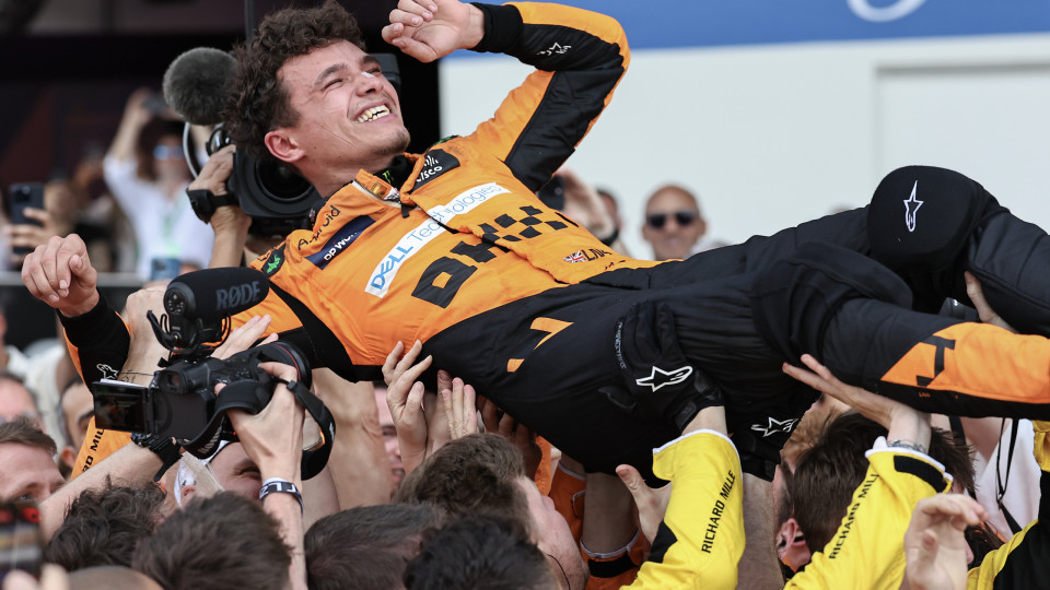 Lando Norris celebrated his 1st F1 victory in style. The images