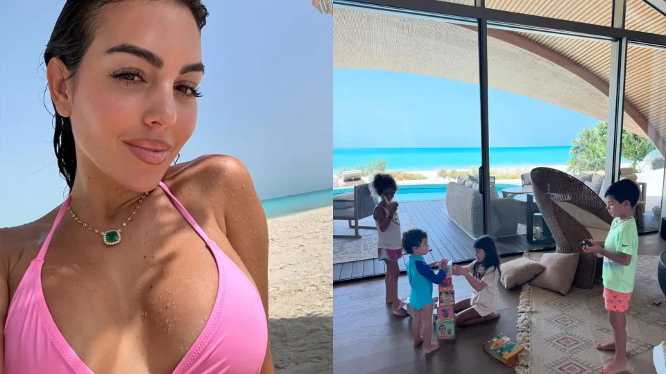 Georgina Rodríguez mostra Cristiano Ronaldo a pintar com os filhos