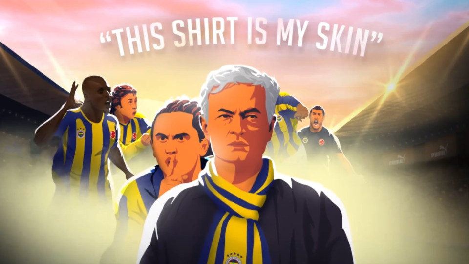 Mourinho (em versão desenho animado) apresenta camisolas do Fenerbahçe