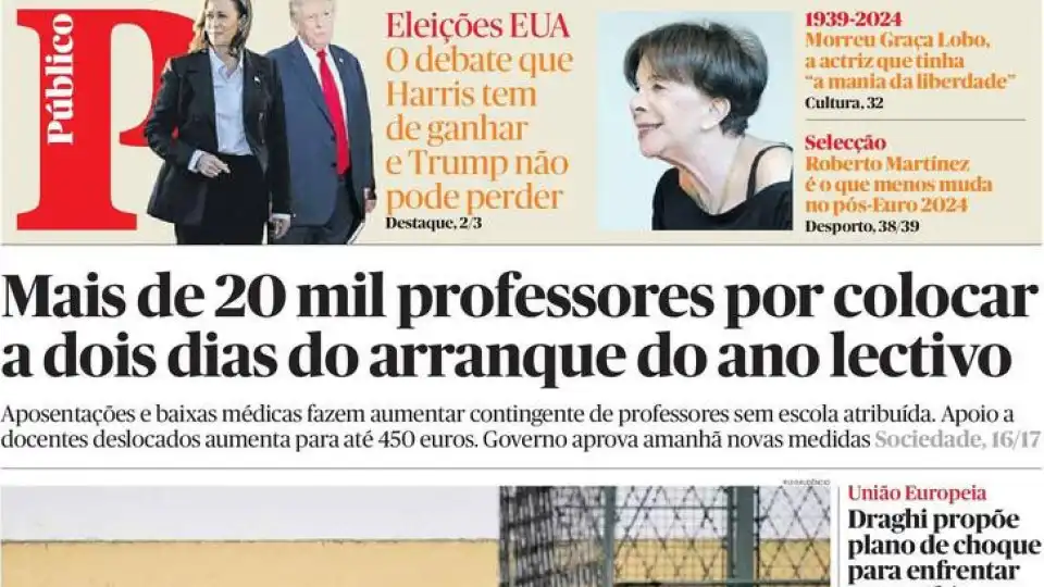 Hoje é notícia: 20 mil professores por colocar; Fuga? Recluso deu alerta