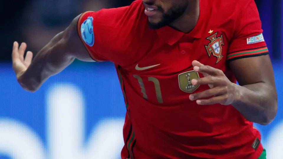 AMSTERDAM, NETHERLANDS - FEBRUARY 4: Pany Varela of Portugal Futsal  during the  EURO Futsal match between Portugal  v Spain  at the Ziggo Dome on February 4, 2022 in Amsterdam Netherlands (Photo by Rico Brouwer/Soccrates/Getty Images)