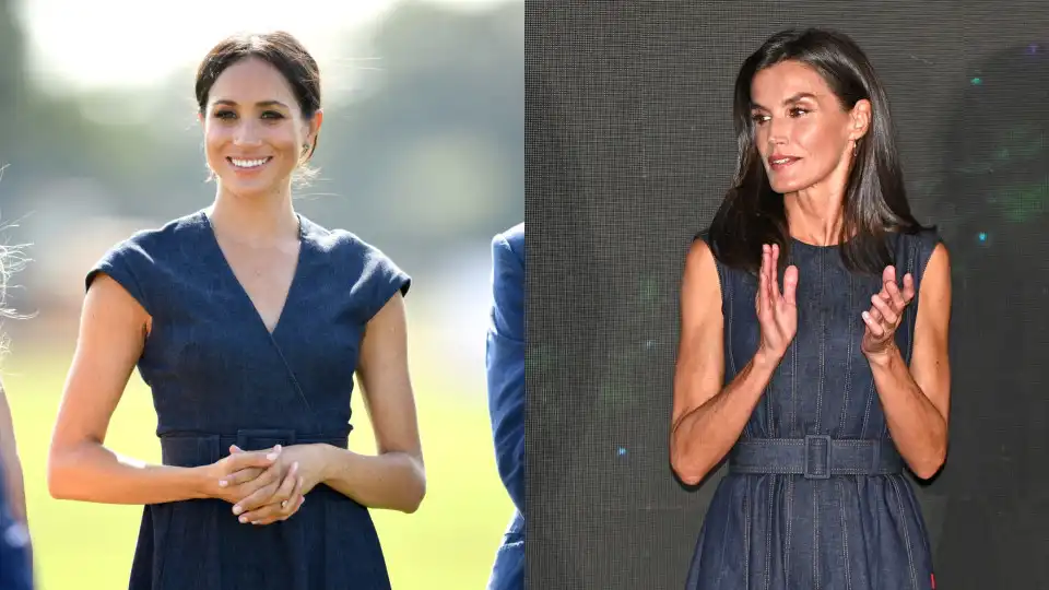 Letizia usa modelo de vestido em ganga popularizado por Meghan Markle