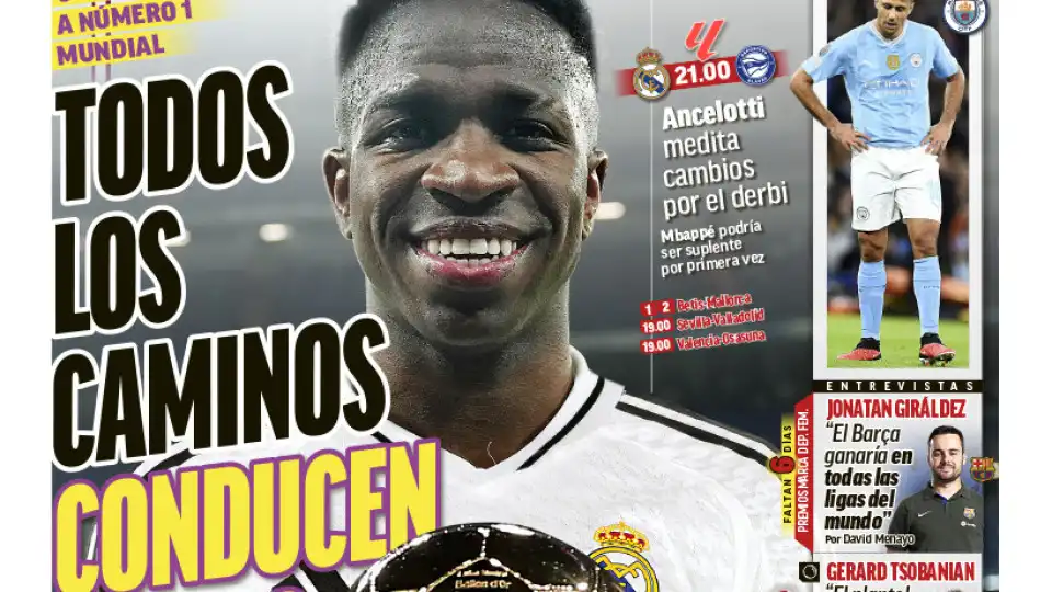 Vinícius Jr. é o "candidato n.º 1 à Bola de Ouro", diz-se em Espanha